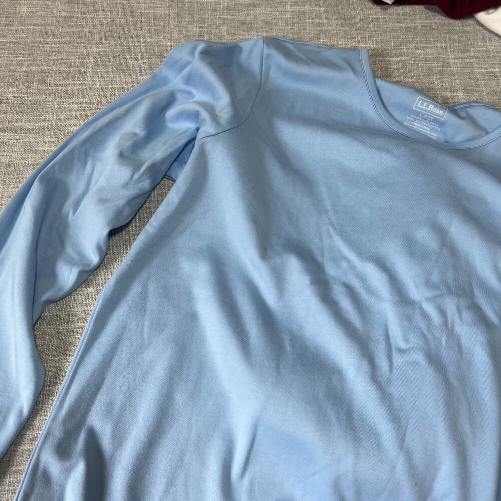 LL Bean 3 Cotton T-Shirt's Petite Long/Short Sleeve Baby Blue Pastel Pink Large - Picture 3 of 5